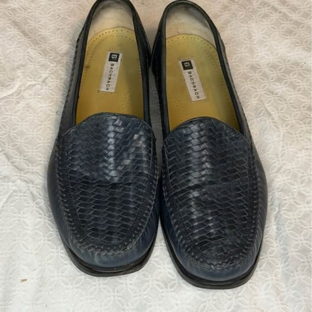 Bachrach Navy Woven Leather Loafers size 12